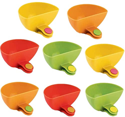 Yesoa 8 pcs Dip Clips Dip Supports pour Sauce Tomate Sel vinaigre Sucre épices Saveur Dip Bol à Nourriture, Couleurs Assorties