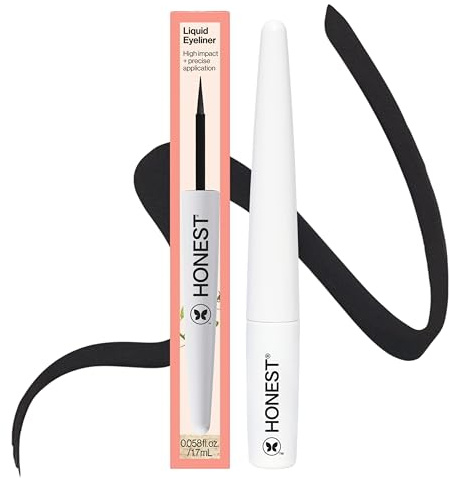 Honest Beauty Longlasting Liquid Eyeliner, Flake Proof, Precise Application, Hypoallergenic, Vegan, Cruelty-Free, Black, 0.58 fl oz
