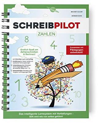 Schreibathlet: Schreiblernheft für ABC-Schützen mit vorgeprägten Zahlen und kleinen Rechenaufgaben (Schreibpilot Zahlen) | Inkl. Bleistift und Radiergummi [deutsch]