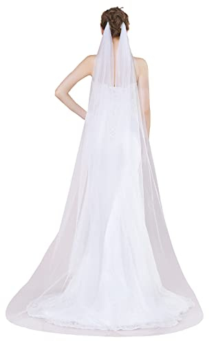 BEAUTELICATE Brautschleier Hochzeitsschleier Drapieren Boho Schleier Für Braut Hochzeit Schnittkante Kapellelänge Weiß Elfenbein Mit 2 Metallkämme