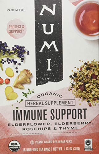 Numi Organic Immune Support Tea, 16 Herbal Tea Bags, Caffeine Free
