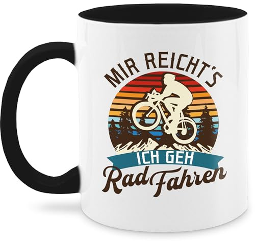 Tasse Tassen 325ml - Radsport - Mir reicht's ich geh Rad fahren - Mountainbike Geschenk Fahrrad - 325 ml - Schwarz - geschenke für fahrradbegeisterte rennrad räder kaffeetassen hobby radel vintage