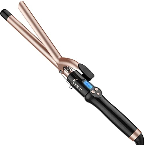 19mm Extra Long Barrel Curling Iron, Ceramic Tourmaline Curling Wand Professional Dual Voltage