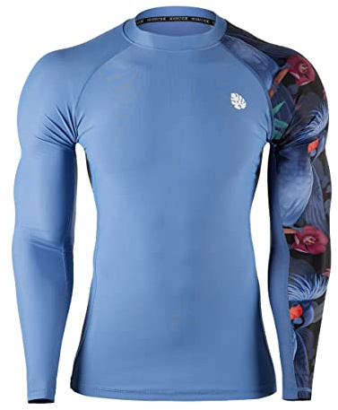 HUGE SPORTS Rashguard Shirt Herren Langarm Rash Guard Sonnenschutz Surf Schwimmshirt Badeshirt Vogel L