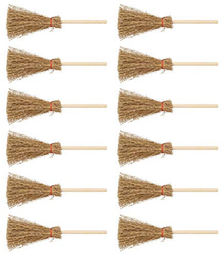 SEWACC Mini Balais de Paille avec des Cordes Rouges 12Pc