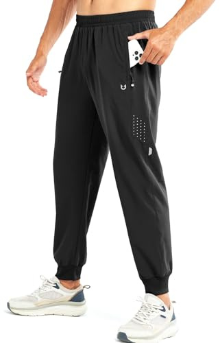 NORTHYARD Men's Athletic Running Pants Lightweight Workout Joggers Quick Dry Gym Sweatpants Active Sports Track Training Black L