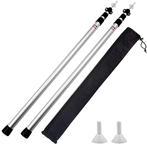 Postes de Toldo Telescopico de Aluminio Regulable de 90-230CM Acampada Accesorios Tienda Extensible Toldo 3 Secciones para Campaña Carpa de Camping Playa 2 Piezas Plata(90-230CM)