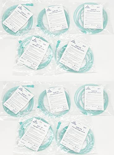10 Pack - Super Soft Touch Vinyl Nasal Oxygen Cannula, Cushion Tip, Adult, 7' Standard Connector, Pack of 10