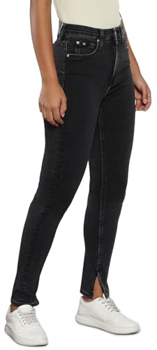 Calvin Klein Jeans Damen Jeans High Rise Skinny Fit, Schwarz (Denim Black), 25W / 32L