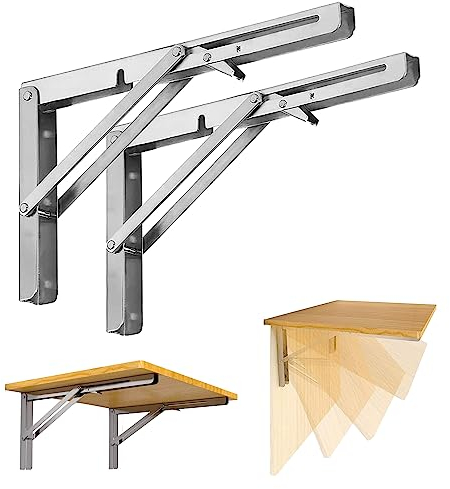 LeapBeast Klappkonsole Schwerlast,2 Stück Klappscharnier Schwerlast 300mm,Klappkonsole Edelstahl Wandregal Klappbar Maximale Tragkraft 50kg für Klapptisch Wandtisch Regale Bücherregal (Silber, 350mm)