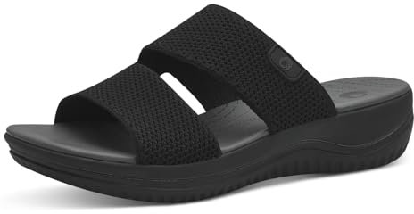 Jana Coshy: Semester för fötterna, en hallux-optimerad, flera storlekar, vattentäta veganska sandaletter, svarta platta sandaler, 36 EU, svart, 36 EU