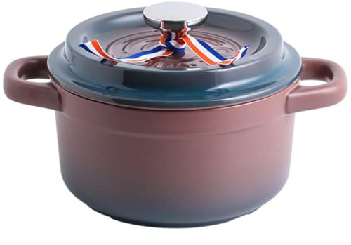 Cazuela con Tapa, cazuela de Barro Resistente al Calor, para cocinar Verduras, Pescado y Carne, Olla de cerámica con Tapa, Olla Moderna con 2 Asas, marrón, 4 L (Color: marrón)