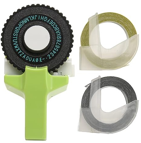NutriEss Étiqueteuse de gaufrage Conception Ergonomique Portable Vert Fonctionnement Facile avec des Rubans pour Les projets d'auto-Assistance artisanaux