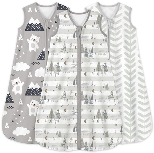 Yoofoss Baby Sleeping Bag 0.5 Tog - 6-12 Months 3 Pack Summer Sleeping Bag Baby 100% Organic Cotton Sleep Sack for Newbron Infant Toddler