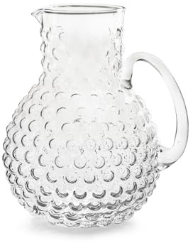 H&H, Brocca Bubble in Vetro Bocciardato Trasparente da 2,3 Litri - Elegante, Sofisticata e Lavabile in Lavastoviglie