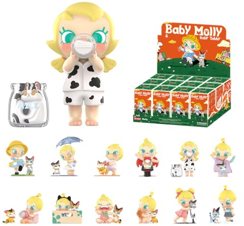 POP MART Baby Molly & Baby Tabby Series Figures Personaggio d'Azione Giocattolo da Collezione Figura Regalo di Festa Whole set