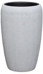 Moderne & Hochwertige Pflanzvase / Pflanzkübel – Fiberglas - Mit Einsatz – Indoor & Outdoor – Wetterbeständig & Frostsicher – Blumenkübel / Pflanzgefäß / Vase / Kübel (Zement, Höhe: 50cm)