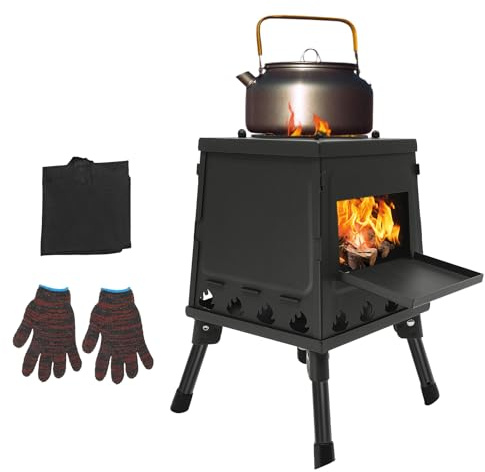 CHIMHOON Tente de camping en plein air, poêle à bois, réchaud de tente, réchaud de camping, poêle pliable, poêle à bois portable, pour le camping et la randonnée