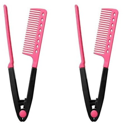 2 pettini professionali per raddrizzare i capelli, raddrizzatore per barba da uomo, resistente al calore, tipo V, pettine da taglio in ferro per parrucchieri, strumento per acconciature