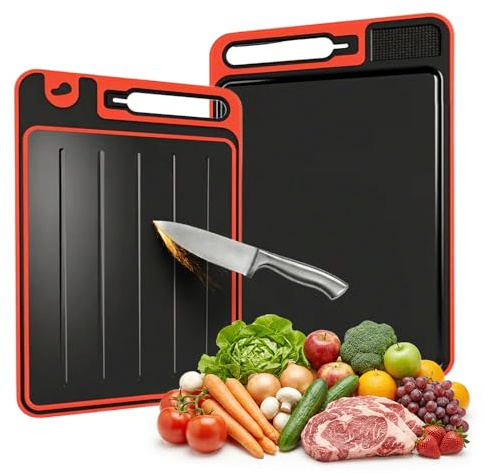 Steel Cutting Board, 2025 New Double-Sided Cutting Board, Titanium Cutting Board with Built-In Knife Sharpener for Home Cooking, Durable Kitchen Board for Professional Chefs (14.56“x9.84”)