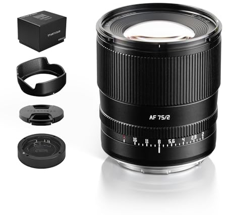 TTARTISAN 75 mm F2 AF-objektiv för L-Mount Full Frame Autofokus Prime porträttobjektiv (L, svart)