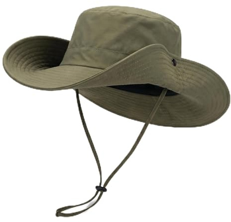 CutitiUU Sun Hats for Men and Women Fishing Hat UPF 50+ Wide Brim Foldable Cotton Breathable Cowboy Style Outdoor Summer Safari Hat Adjustable for Fishing Hiking Beach Summer Hats (Army Green)