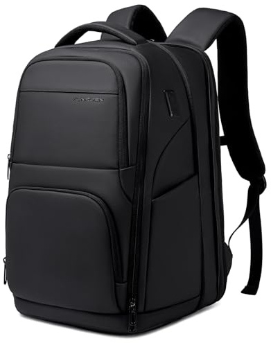 FENRUIEN 15.6 Inch Business Laptop Backpack Expandable 20-29L for Men Women | 1800D Oxford, Water Resistance, Durable, for Work Travel College, with Luggage Strap, USB Port, Laptop compartment, Black