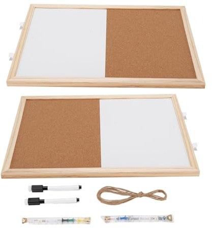Asixxsix Lavagna magnetica combinata con pannello in sughero, 30 x 40 cm. Organizzazione a parete con lavagna bianca e pannello in sughero cancellabile a secco.