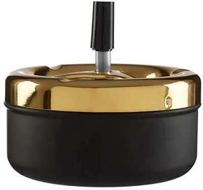 Premier Housewares 305224 Drehaschenbecher, mattschwarz/goldfarben, mittelgroß