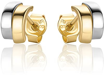 Ohrstecker 14 Karat kleine Bicolor Ohrringe Aus 585 Gelbgold und Weißgold