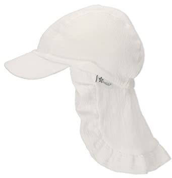 Sterntaler Baby Mädchen Schirmmütze Baby Schirmmütze mit Nackenschutz Glace Sonnenhut - Schiebermütze, Baskenmütze - waschbar - beige, 47