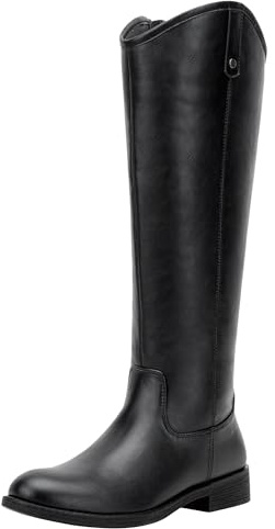 Vepose Women's Knee High Boots 956 Black Zipper Casual Weather Tall Fashion Retro Vegan Boots for Women Size 8(CJY956 Black 08)