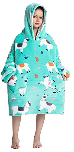 JOREAY Kids Oversized Blanket Hoodie, Sherpa Wearable Blanket Fluffy Giant Comfortable Hooded Sweatshirt for Children Teen