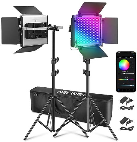 NEEWER Upgraded 660 PRO II RGB LED Video Light w App Control Tripod Stand