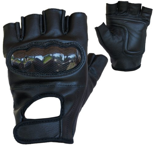 PROANTI Motorradhandschuhe Leder Chopper Handschuhe mit Protektor (Gr. S-XXL, schwarz) (XXL)