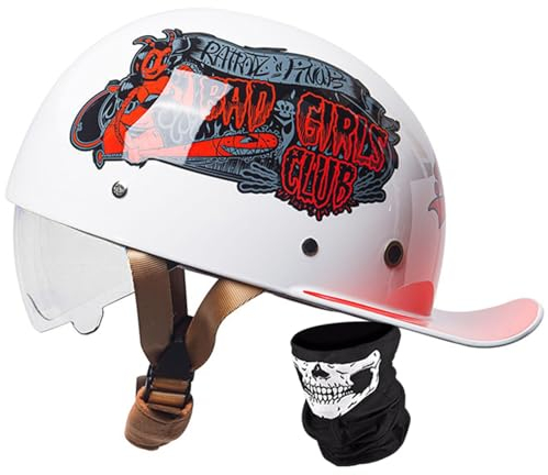 Halbschalenhelm Mit ECE-Zulassung Vintage Motorradhelm Baseball Cap Jet Helm Retro Halbschalenhelm Mit Versenkbare Sonnenblenderetro Half Helm ​Für Cruiser Chopper H,2XL=61-63CM