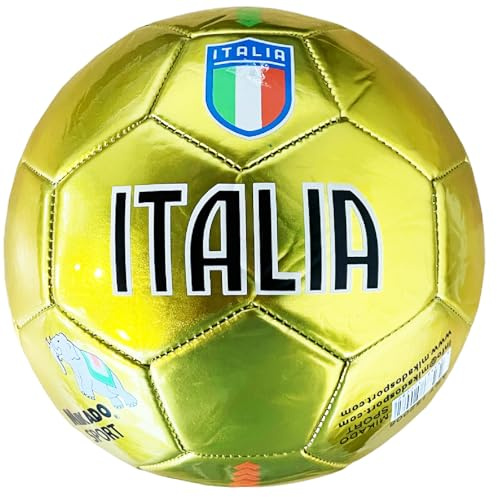 Mikado Sport Pallone da Calcio. Palla da Calcio per Partite o Allenamenti. Modello Italia. (Oro, 5 - Grande), PALITA2.2