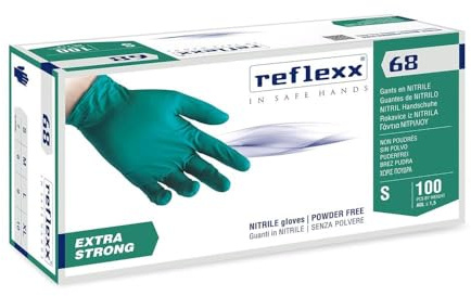REFLEXX R68 300/1000 Guanti in nitrile VERDE - 6 GRAMMI senza polvere - VARIE TAGLIE OFFERTA - extrastrong usi chimici e meccanici (300 pezzi Taglia M)