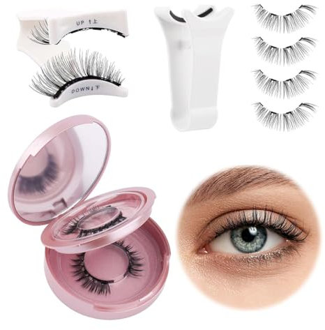 EIYVPRA 1 paires Faux Cils Magnetique Magnetic Lashes Faux Cils Magnétiques Avec Applicateur Pas besoin de Colle Cil Magnétiques Aspect Naturel & Imperméables Cils Magnétiques Sans Eye-liner