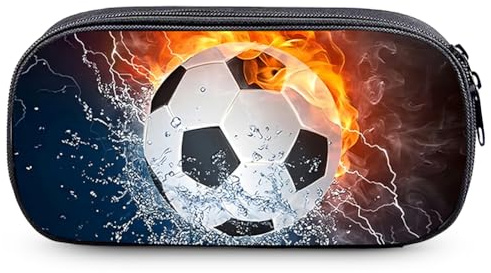 HYMBCFW Federmäppchen Fußball, Soccer Federmäppchen Große Kapazität Fussball Mäppchen für Jungen 3D Schulmäppchen Schreibwarenbox Studie Stiftebox für Studenten