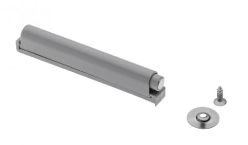 GTV Push to Open Amortisseur de porte long – Ouvre-porte magnétique avec adaptateur, plaque adhésive et vis, gris, à visser, pour façades de meubles sans poignée AM-PL-DL-M