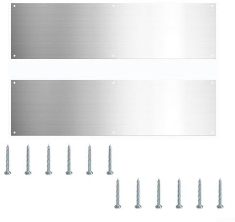 ZAMETTER Lot de 2 plaques de protection de bas de porte en aluminium de 40,6 cm - Anti-rayures - Panneau de protection pour porte d'entrée avec ensemble de montage pour maison et bureau