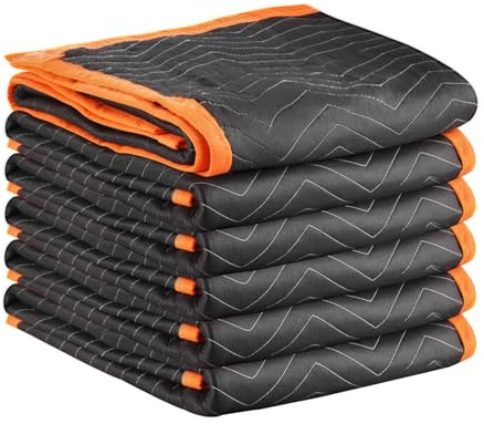 VEVOR Moving Blankets 6 Pcs, 1829 x 1016 mm (14.5 kg/dz) Large Packing Blankets with Cotton Filling, Heavy Duty Nonwoven Fabric Padded Moving Blanket for Shipping, Wrapping, Protecting Furniture