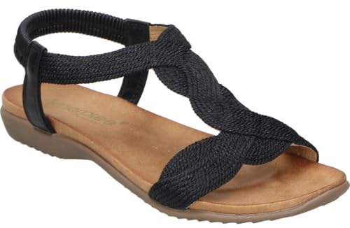 amarpies | Sandalias Planas Mujer – Sandalia Estilosa en Color Negro – Sandalia de Verano Sin Cierre – Slip On – Cómodas y Versátiles – Combinables – Modelo ABZ23572-39