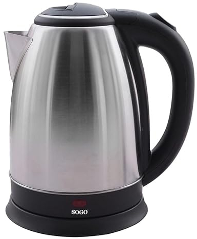 SOGO Hervidor de Agua Inalámbrico 1,8L de Acero Inoxidable 1500W - Gran Capacidad con Calentamiento Rápido - Diseño Moderno para Uso Diario y Limpieza Fácil