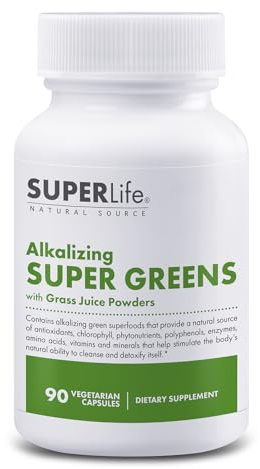 100% Organic Alkalizing Super Greens - Superfood w/Alfalfa, Barley & Wheat Grass, Matcha & Chlorella - Natural Source of Phytonutrients & Chlorophyll | Promotes pH Body Balance & Detox | 90 Capsules