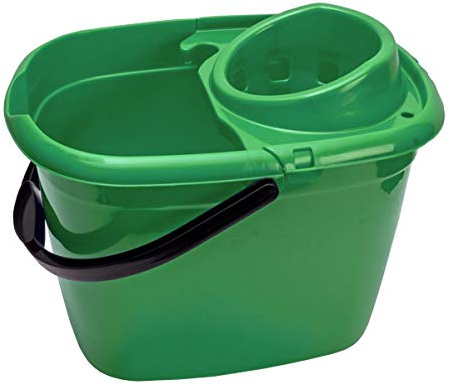 Abbey Plastic Mop Bucket with Wringer 12 Litre – Colour Coded Cleaning Floor Plastic Mop Bucket with Side Lip for Easy Pouring for General and Small Area Cleaning - Green