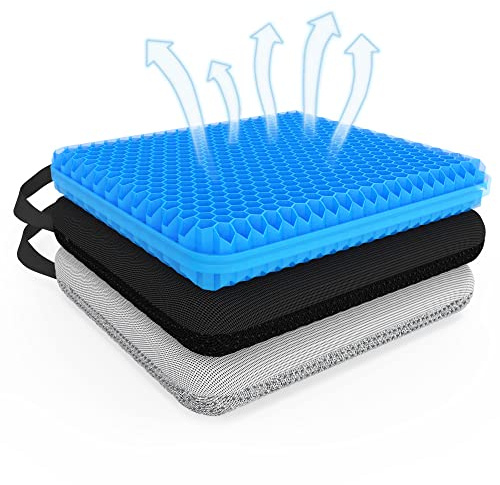b.comfi® Gel Seat Cushion with 2 x Covers - Pressure Cushion for Coccyx Sciatica & Lower Back Pain Pressure Relief - Office Chair Memory Foam Alternative Wheelchair & Car Seat Cushion