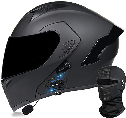 Klapphelm Motorrad Herren mit Bluetooth,Motorradhelm Bluetooth Integriert mit Doppe Sonnenblende,DOT/ECE Genehmigt Motorcycle Helme für Damen und Männer E,L=(57-58CM)