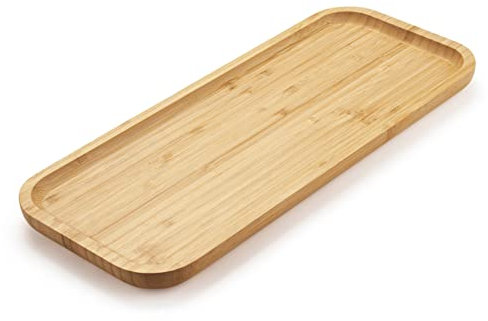 Vassoio da Bagno in Bambù, Vassoio da Toeletta in Legno, Vassoio Decorativo Rettangolare per Organizzare, 36 x 15 x 2 cm